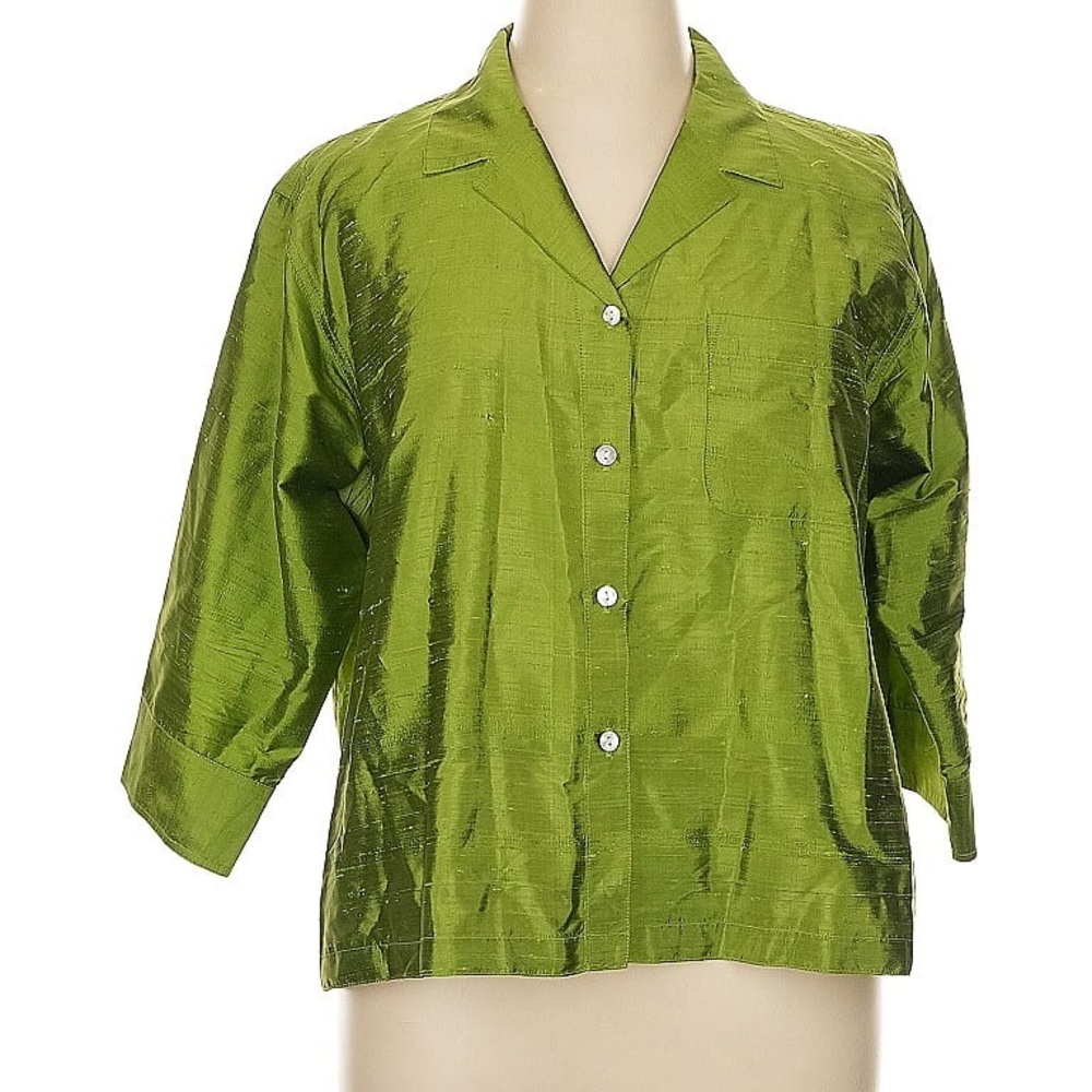 Chico's Silk Shimmering Green Blouse
